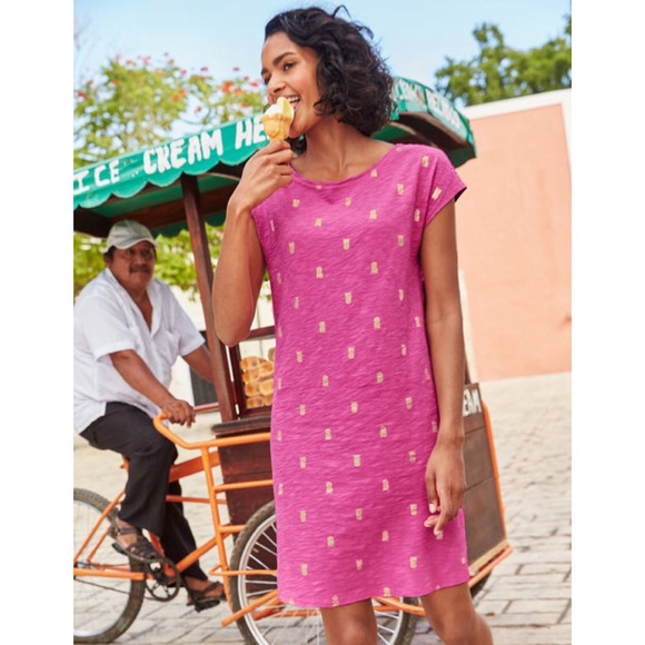 Boden Dresses & Skirts - Boden | Pineapple Paulina Jersey Pink Cotton Dress